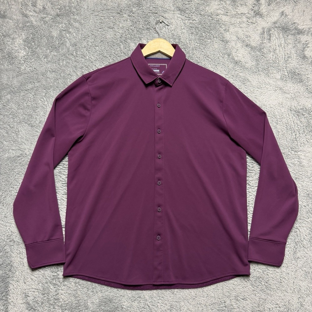 Twillory Shirt Mens XL Purple Athleisure Long Sleeve Button Up Performance